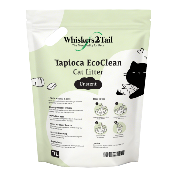 Whiskers2Tail Tapioca EcoClean Cat Litter 5kg/7L Unscented (4 packs)